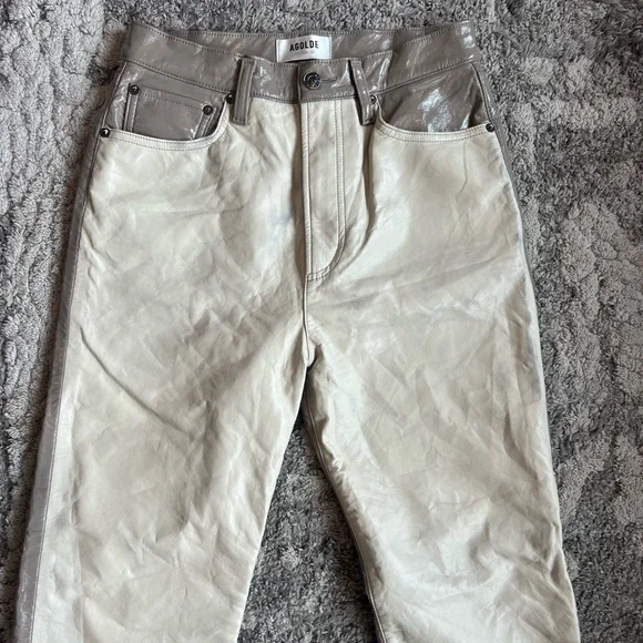 Agolde Two Tone 90s Leather Pants straight leg - Picture 4 of 15